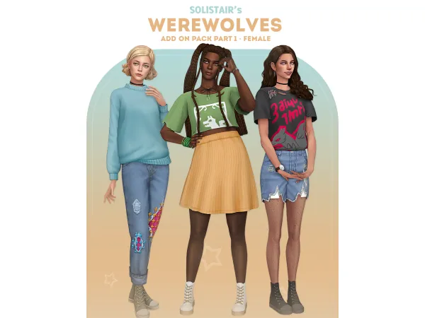 Maxis Match Werewolves Add on Pack PART 1 FEMALE by Solistair - The Sims 4 Custom Content