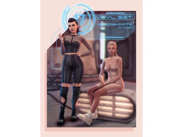 Maxis Match Vinyl Set (Bikershorts Top) - The Sims 4 Custom Content