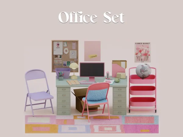 Mix Office Set by [Mechtasims] - The Sims 4 Custom Content