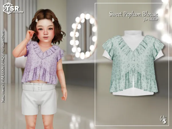 Alpha Sweet Peplum Blouse (toddler) by wisteriasims - The Sims 4 Custom Content
