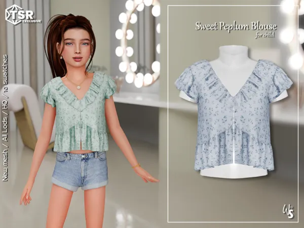 Alpha Sweet Peplum Blouse (child) - The Sims 4 Custom Content