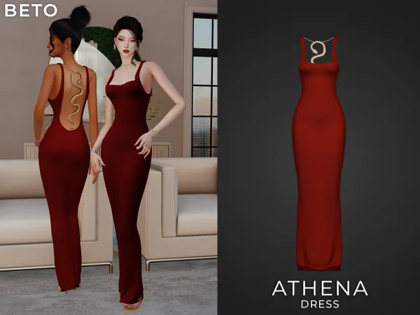 Alpha Athena (Long Dress) - The Sims 4 Custom Content