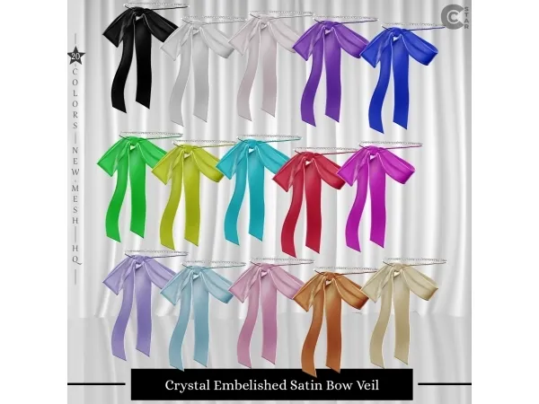 Alpha Crystal Embellished Satin Bow Veil cool_content_star - The Sims 4 Custom Content