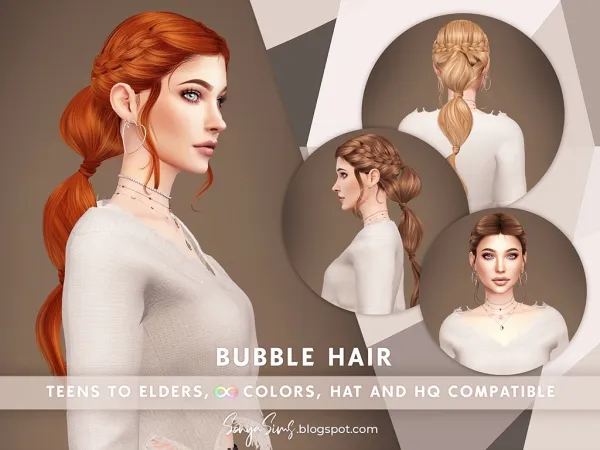 Alpha Bubble Hair [simsfinds] - The Sims 4 Custom Content