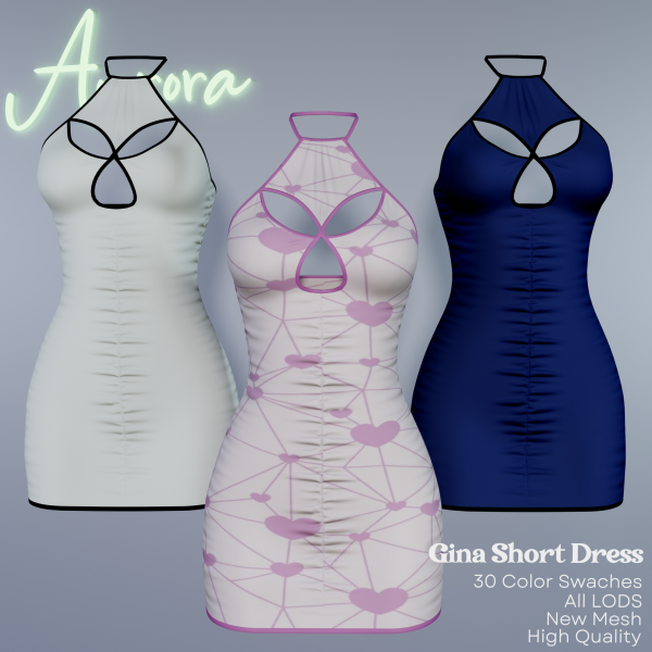 Alpha AU_Gina Short Dress by aurorats4 - The Sims 4 Custom Content