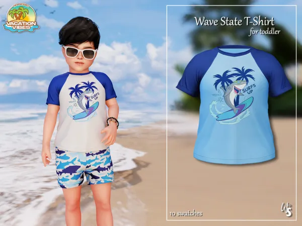 Alpha VacationVibes Wave State T Shirt (toddler) - The Sims 4 Custom Content
