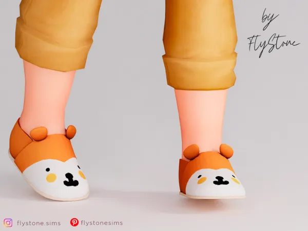 Alpha Toddler Knitted Flats With A Dog Face by FlyStone - The Sims 4 Custom Content
