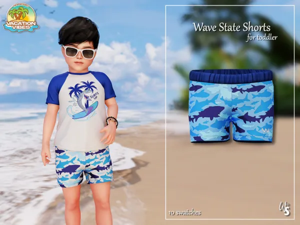 Alpha VacationVibes Wave State Shorts (toddler) - The Sims 4 Custom Content