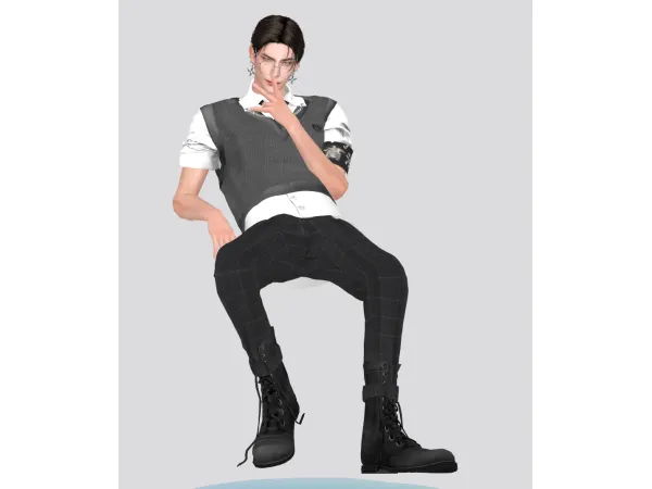 Alpha Bad Boys uniform set B by ASHwwa - The Sims 4 Custom Content