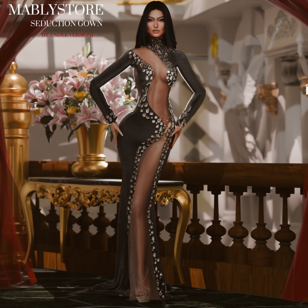 Alpha SEDUCTION DRESS BLENDER by simsfinds - The Sims 4 Custom Content