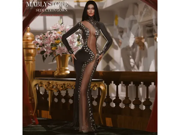 Alpha SEDUCTION DRESS BLENDER by Mably - The Sims 4 Custom Content