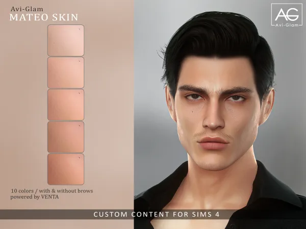 Alpha avi glam Mateo skin (gift) - The Sims 4 Custom Content