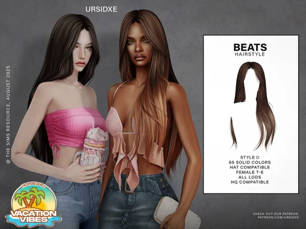 Alpha Beats (Hairstyle) Style D by Ursidxe - The Sims 4 Custom Content