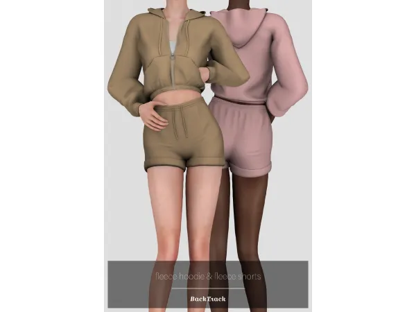 Alpha fleece hoodie fleece shorts - The Sims 4 Custom Content