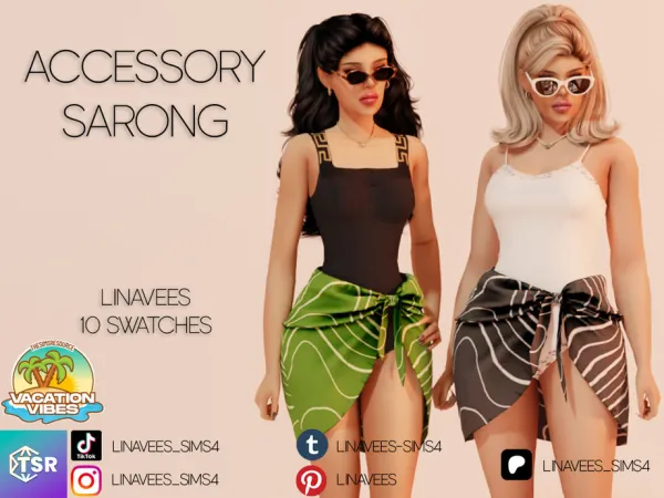 Alpha CAROLINA SARONG by linavees - The Sims 4 Custom Content