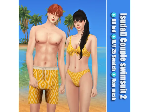 Alpha [sudal] Couple swimsuit set 2 sims by sudal - The Sims 4 Custom Content