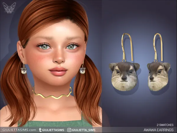 Alpha Awawa Earrings For Kids - The Sims 4 Custom Content