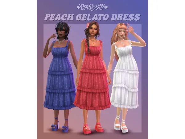 Maxis Match Peach Gelato Dress by trillyke - The Sims 4 Custom Content