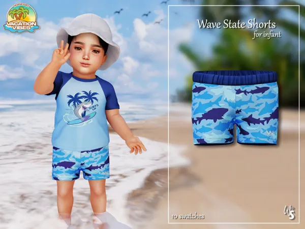 Alpha VacationVibes Wave State Shorts (infant) - The Sims 4 Custom Content