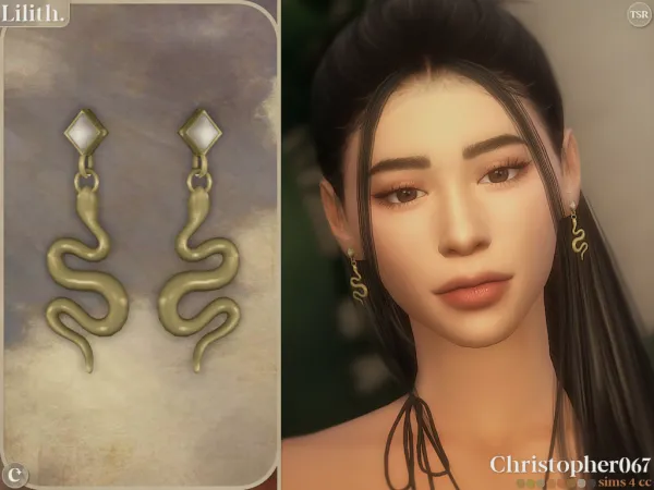 Alpha Lilith Earrings Christopher067 - The Sims 4 Custom Content