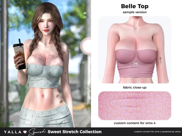 Alpha YALLA Belle Top (Sample) - The Sims 4 Custom Content