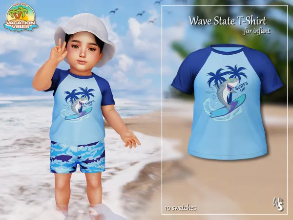 Alpha VacationVibes Wave State T Shirt (infant) - The Sims 4 Custom Content