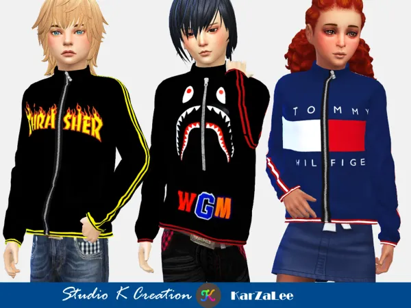 Alpha Giruto 63 full zip sweatshirt child k creation by studio - The Sims 4 Custom Content