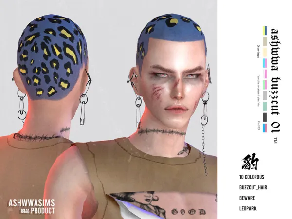 Mix Leopard buzzcut by Ashwwa - The Sims 4 Custom Content