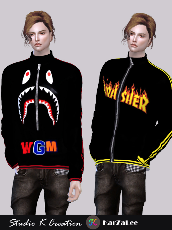 Alpha Giruto 63 full zip sweatshirt k creation by simsfinds - The Sims 4 Custom Content