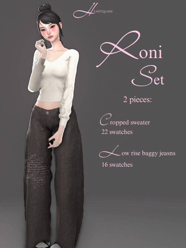 Alpha heartquake roni set by simsfinds - The Sims 4 Custom Content