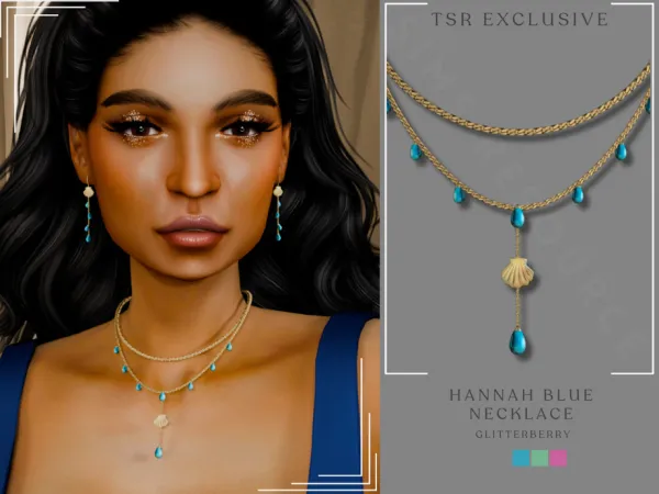 Mix Hannah Blue Necklace - The Sims 4 Custom Content