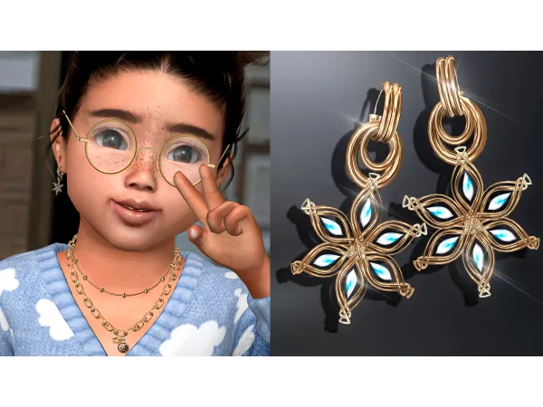 Alpha GOLD MC132 EARRING TODDLER by Mydarling20 - The Sims 4 Custom Content