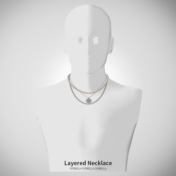 Alpha [Gorilla Gorilla Gorilla] Layered Necklace by simsfinds - The Sims 4 Custom Content