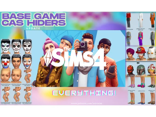 Mix Base Game CAS Hiders Update Full Download by astrisim - The Sims 4 Custom Content