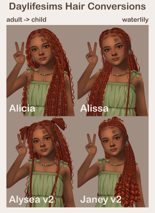 Maxis Match Daylife Sims Hair Conversions by simsfinds - The Sims 4 Custom Content