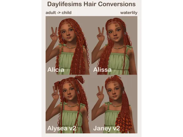 Maxis Match Daylife Sims Hair Conversions by waterlily - The Sims 4 Custom Content