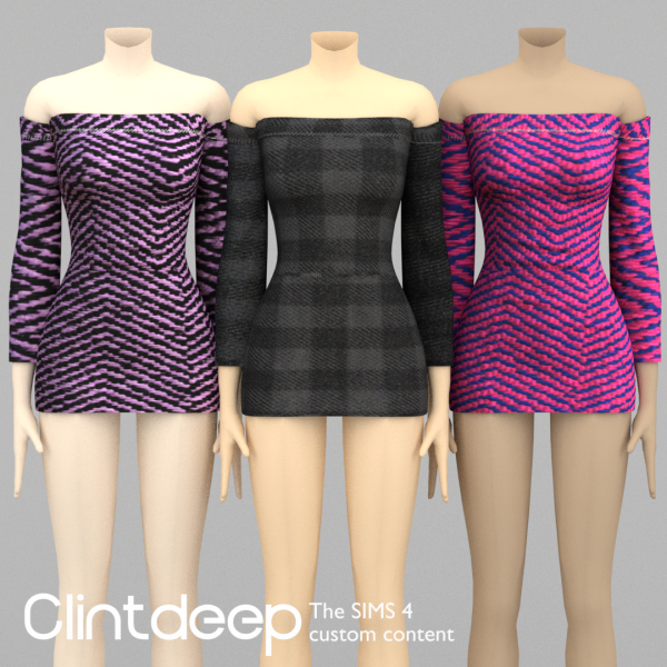 Alpha Clintdeep Rebecca Mini Dress Off shoulder by simsfinds - The Sims 4 Custom Content