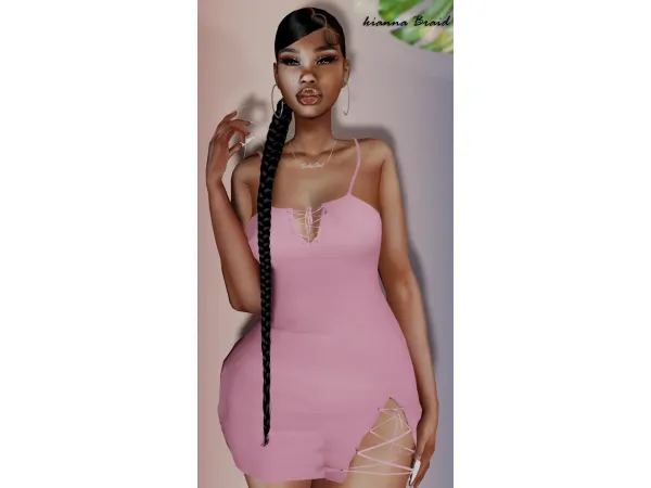 Alpha Kianna long Heart Braid by XxBlacksims - The Sims 4 Custom Content
