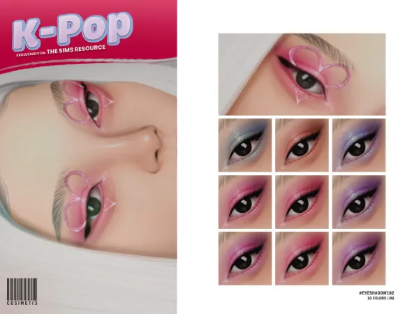 Mix K POP Glitter Pastel Eyeshadow by cosimetic - The Sims 4 Custom Content