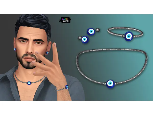 Maxis Match EVIL EYE CERAMIC JEWELRY SET by NataliS - The Sims 4 Custom Content