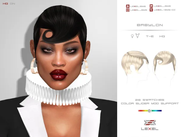 Alpha Babylon hairstyle (Female) by LEXEL_s - The Sims 4 Custom Content