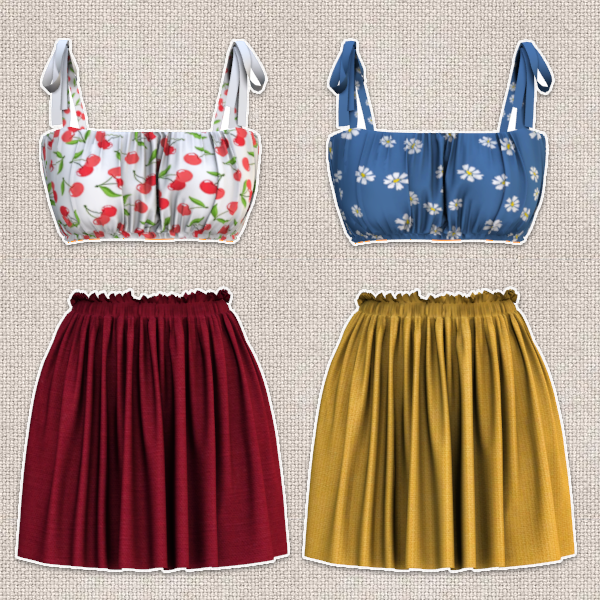 Alpha ribbon tank top skirt set by euno - The Sims 4 Custom Content