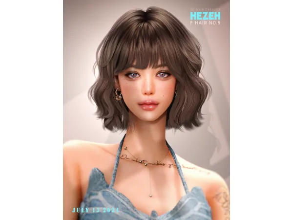 Alpha [Hezeh]FHair_No9 - The Sims 4 Custom Content