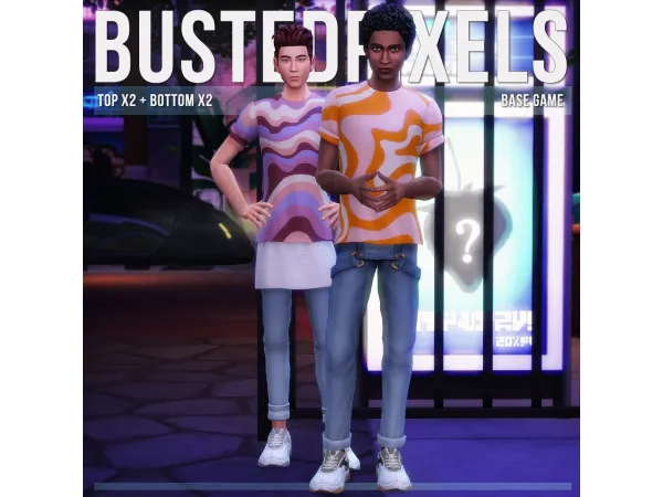 Maxis Match TOP X2 BOTTOM X2 by bustedpixels - The Sims 4 Custom Content