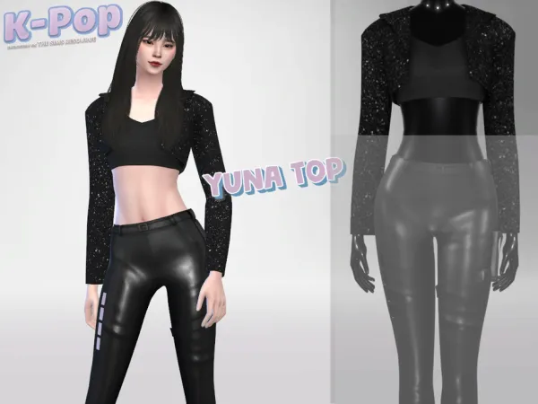 Maxis Match K pop Yuna Top by Garfiel - The Sims 4 Custom Content