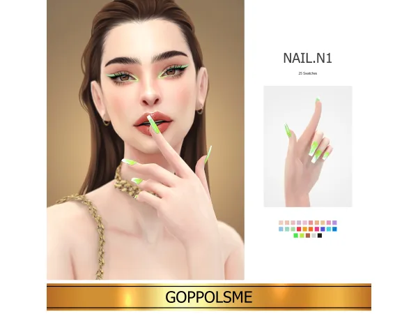 Alpha GPME GOLD Fingernail N1 by GoppolsMe - The Sims 4 Custom Content