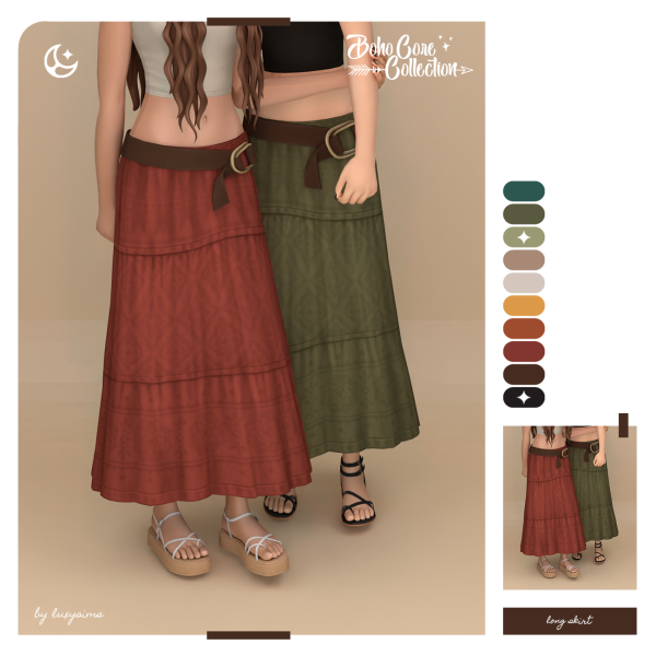Maxis Match Long Skirt Boho Core Collection by luxysims - The Sims 4 Custom Content