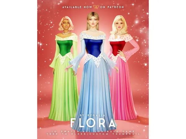 Mix FLORA DRESS by simsregalia - The Sims 4 Custom Content