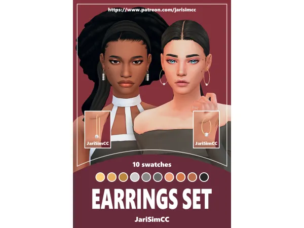 Maxis Match JariSimCC Earrings Set - The Sims 4 Custom Content
