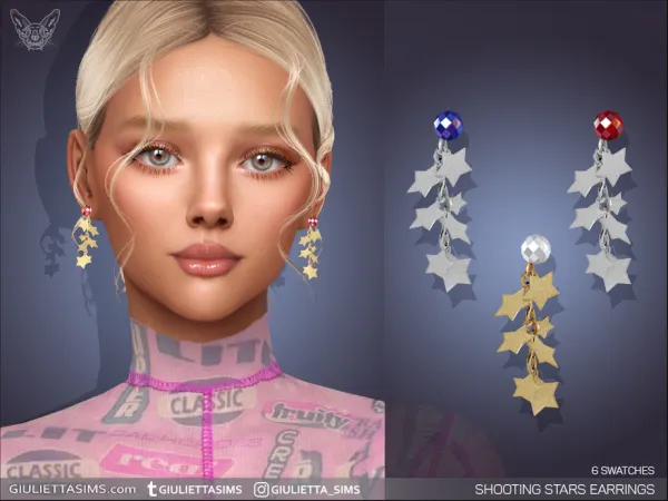 Alpha Shooting Stars Drop Earrings - The Sims 4 Custom Content